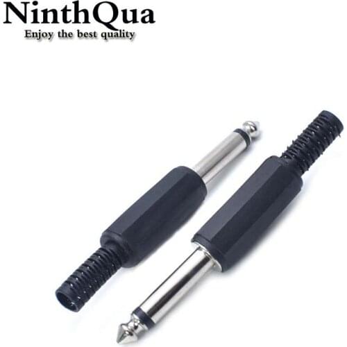 2/5/10 pcs/lot 6.35mm Two-core 2 core Mono Audio Connectors Electric Male Jack Plug Wire Terminals Adapter