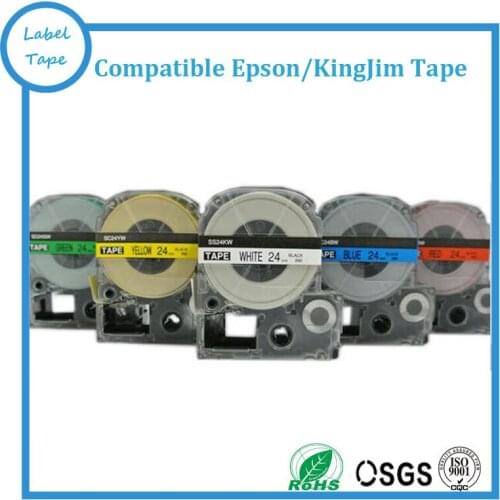 24mm Mix color choosable label tapes used for labelworks printers 5pcs/lot SS24KW,SC24RW,SC24BW,SC24YW,SC24GW
