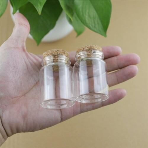 6PCS/lot 37*50mm 30ml Mini Glass Bottles Spice Storage Jars Corks spicy Bottle Containers tiny jars Vials With Cork Stopper