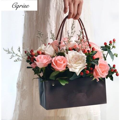 6pcs Waterproof Gift Box with Handles Flower Box Bouquet Gift Packaging Valentines Day Wedding Party Decorations Supplies