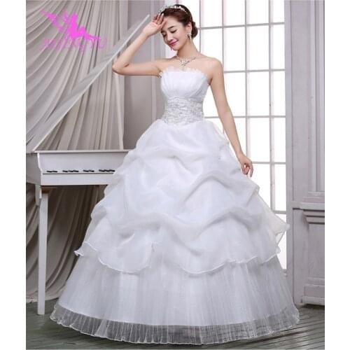 AIJINGYU 2021 real photos new hot selling cheap ball gown lace up back formal bride dresses wedding dress FU261