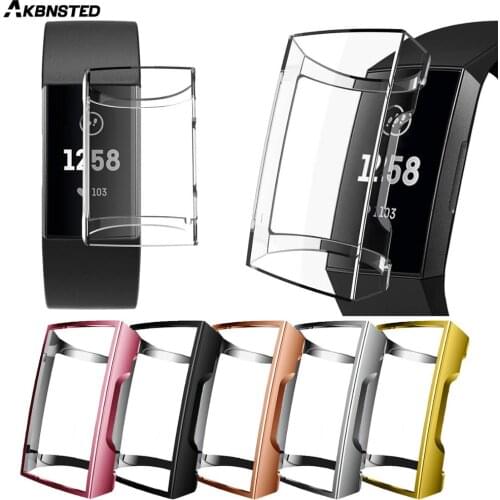 AKBNSTED TPU Silicone Case Cover For Fitbit Charge 2 Full Protective Frame Smartwatch Scratchproof Case For Charge 2 Accessories