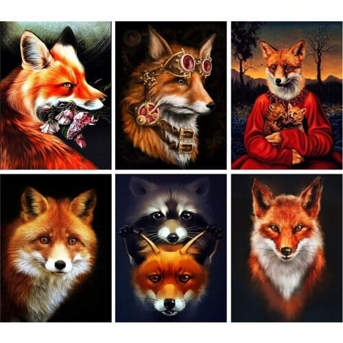 QIZITENG 5D Diy Diamond Painting Fox Square/Round Diamond Embroidery Animal Cross Stitch Kit Rhinestone Mosaic Home Decoration