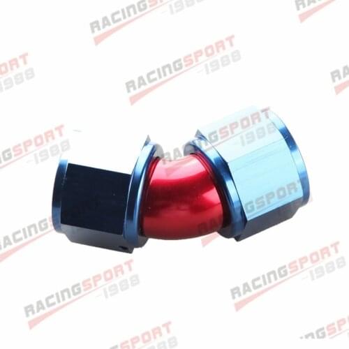 AN12 Female To AN12 Female 45 Degree Full Flow Swivel Adapter Black/Red-Blue