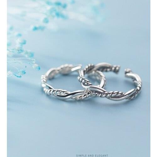 Colusiwei Geometric Twist Adjustable Finger Rings for Women Authentic 925 Sterling Silver Vintage Open BandAccessories Gifts