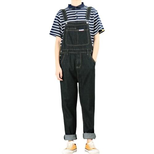 Mens jeans 2020 New Mens Straight jeans Mens Retro Japanese one-piece Overalls Suspenders Korean version of trousers