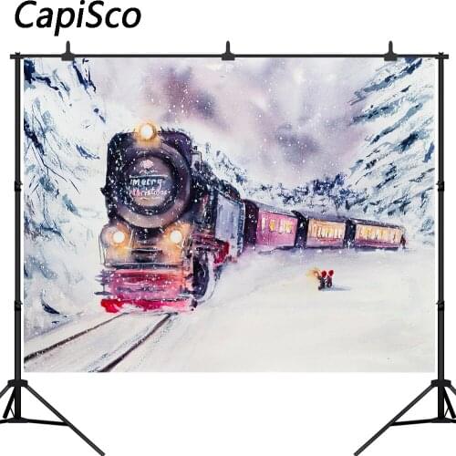 Capisco Merry Christmas Photography Background Polar Express Tree Snowflake Photo Xmas Decoration Backdrops Studio Props Booth