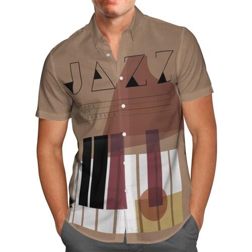 Jazz Music 3D Print Summer Hawaiian Breathable Beach Shirt Streetwear Short Sleeved Shirt Oversized 5XL Tops Blusa Masculina