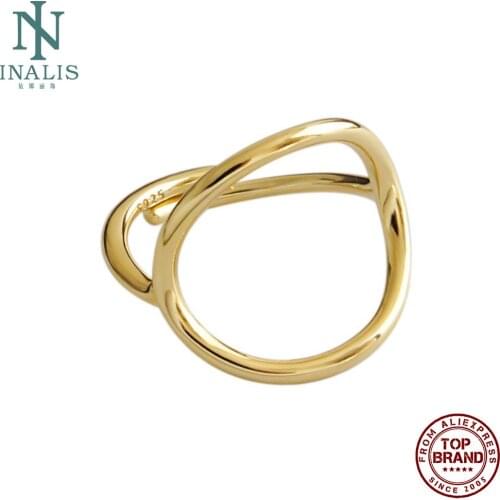 INALIS Circular Ring For Women S925 Sterling Silver Simple Korean Style Ring Hollow Charm Geometry Fine Jewelry Festival Gifts