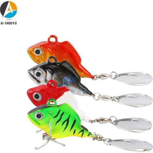 AI-SHOUYU 1pc 40mm 25g 31g Lead Winter VIB Fishing Lure with Hook and Spoon Hard Bait Wobbler Ice Sea Artificial Bait Sinking