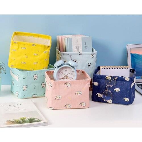 Cotton And Linen Sundry Basket Desk Dresser Toiletry Box Desk Stationery Basket