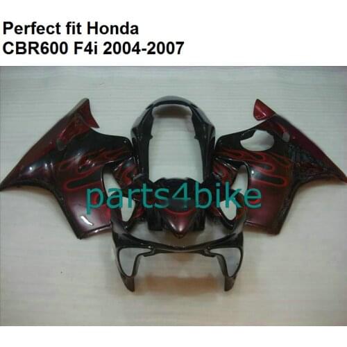 Injection molding fairings for Honda CBR600 F4i 2004 2005 2006 2007 red flames black fairing kit CBR600F4i 04 05 06 07 HZ125
