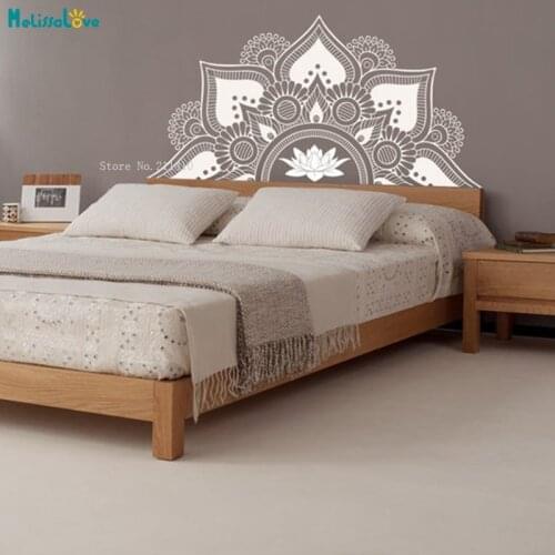 Lotus Mandala Wall Decals Half Pattern Om Namaste Yoga Decor Decals Beautiful Home Art Murals Vinyl YT4094