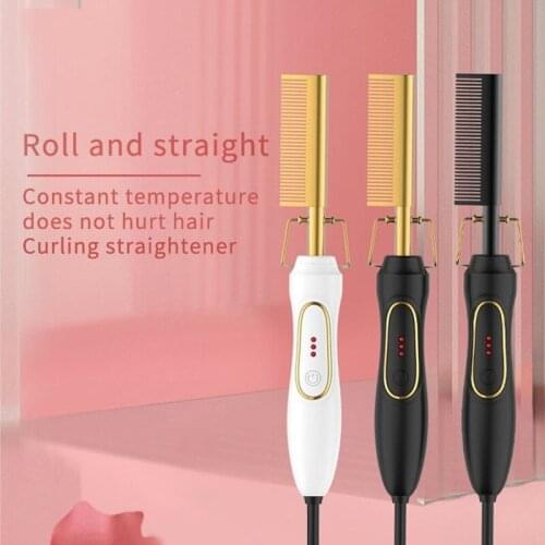 Multifunctional Hair Straightener Brush Hot Heating Smooth Iron Comb Straightening Brush Corrugation Curling Iron Curler Comb
