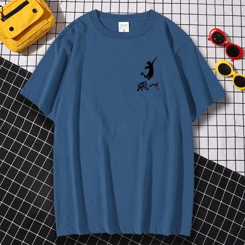 Manga Haikyuu Black Flying Heart Printed Man Tshirt Aesthetic Harajuku Clothes Fashion Comfortable Top Casual Home Tshirts Male