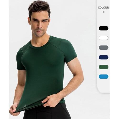 Mens Compression T-Shirts Quick dry Clothes Running Sport Skinny Short Shirt Male Gym Black Tops Clothing Fitness Top T-Shirts