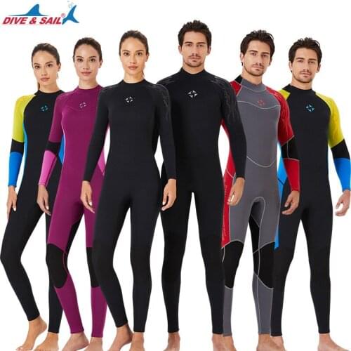 DIVE&SAIL Full-body Men 3mm Neoprene Wetsuit Surfing Swimming Diving Suit Wet Suit for Cold Water Scuba Snorkeling Spearfishing