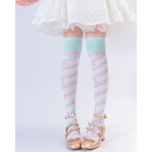 Little Candy Lolita socks women over the knee socks Lolita Japanese Harajuku candy striped stockings Little Candy Lolita socks w
