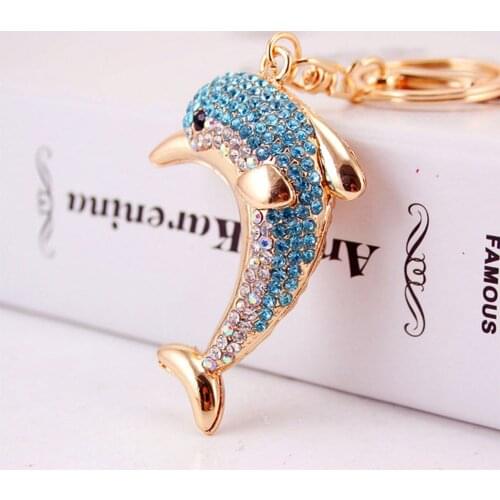 New Keychain Fashion Cartoon Cute Dolphin Keychain Handmade Diamond Mosaic Bag Rhinestones NEW Diamond Painting Women Bag
