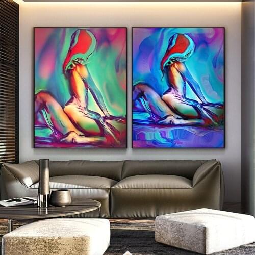 Nude Woman And Man Decorative Colorful Sexy Girl Print Canvas Poster Painting For Bedroom One Piece Home Wall Decoration Cuadros