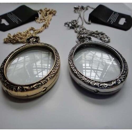 Retail & Wholesale Qulity Antique Gold & Silver Quality Magnifier Monocle Magnifying Glass Necklace For DIY sewing needlewrok