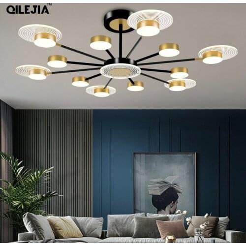 Modern Led Chandelier Lights For Living Room Bedroom Golden Home Deco Lamps Indoor Lighting Luminaire AC85-265V Lustre Para Sala