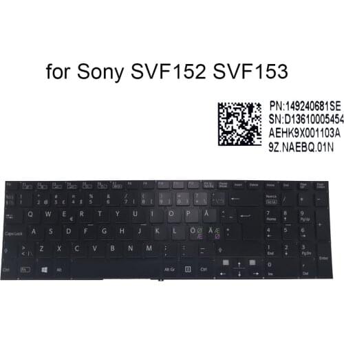 SVF15 Norway laptop keyboard for Sony VAIO SVF152 17CXP 18CXW SVF153 28CXW 2ACXB NE Norwegian Nordic keyboards black 149240681SE