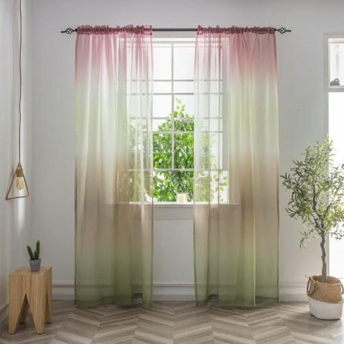 Gradient Rainbow Color Screen Bedroom Wide Strip Curtain Fabric Curtains for Living Room Bedroom Kitchen Home at Window Panels