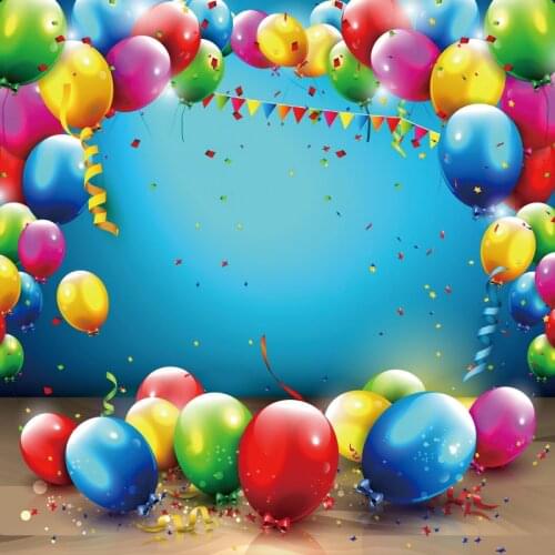 Laeacco Warm Decor Colorful Balloons Birthday Party Ribbons Photozone Poster Banner Photo Background Photography Backdrops