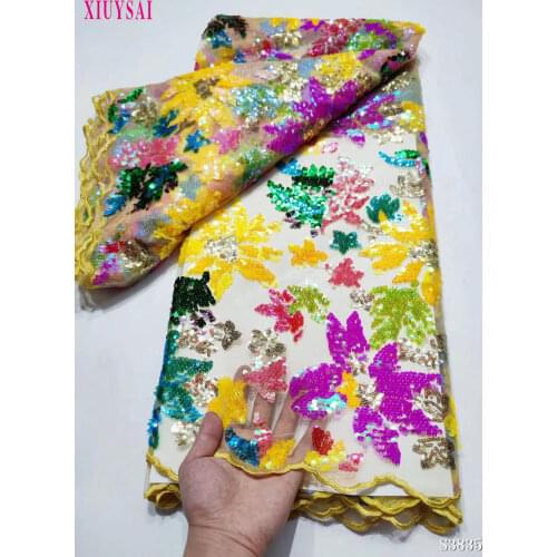 XIUYSAl Sequins lace 2020 high quality Nigerian lace fabric latest lace fabric luxury sequin green lace fabric for wedding dress