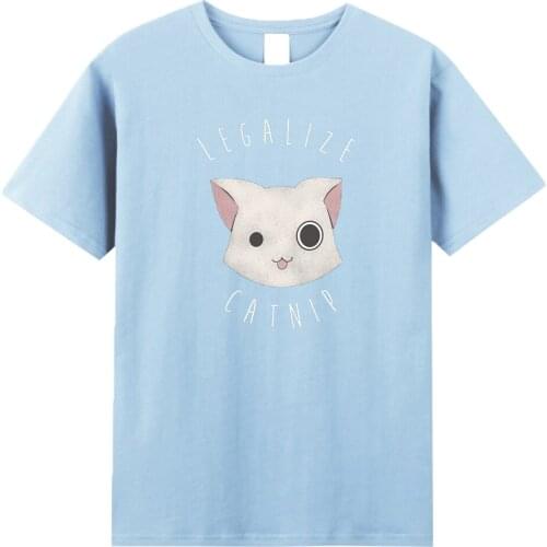 Funny Kawaii Animal Mens T Shirt Legalize Catnip Cartoon Cats T-Shirts Fashion Summer 2021 Tops Creative Hipster Men Tee Shirts