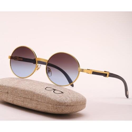 Woman trend fashion round frame slingshot sunglasses European and American outdoor luxry brand metal round classic sunglasses