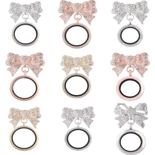 10Pcs Round Locket Brooch Pins With Round Floating Locket Finding Perfume Diffuser Locket Fit Pearl Jewelry Accessories