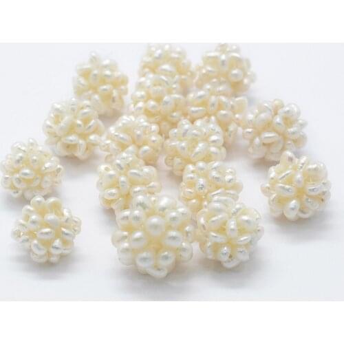 10pcs Handmade Natural Freshwater Pearl Beads Floral White Round Cluster Beads 12-13mm 15-16mm for Bracelet Jewelry Accessories