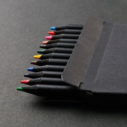 NOVERTY High Quality 12 Colors Black Wood Pencil Set Drawing Painting Stationery Art Color Pencil School Supplies 05406