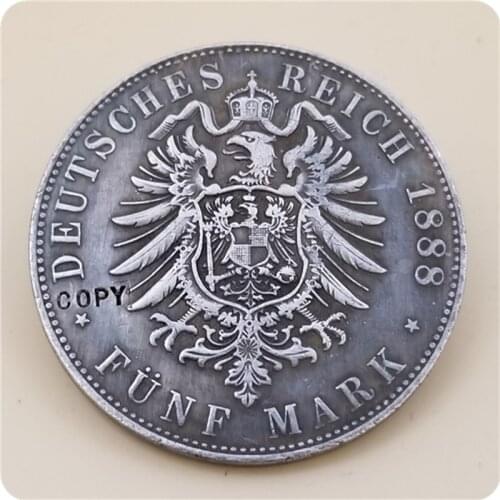 1888 German states (Prussia)5 Mark - Friedrich III COPY COIN FREE SHIPPING