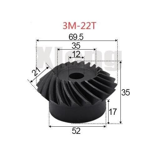 2pcs 3M-22Teeths Inner Hole: 12mm Precision Spiral Bevel Gear Spiral Bevel Gear