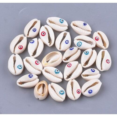 200pcs Cowrie Shell Beads Bracelet Necklace for jewelry making ,Undrilled/No Hole Beads with Enamel,18~21x12~15x7~8mm