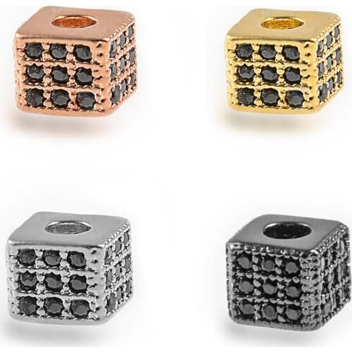 5pc/lot HPXmas quality needlework crystal metal natural stone cube CZ Square beads charm jewelry making bracelet accessories C85