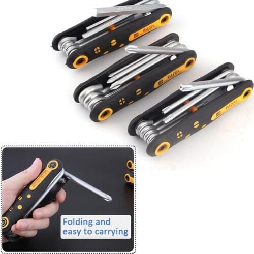 8 in1 Folding Hex Key set Slotted Phillips Screwdriver set Allen Key Hexagonal Wrench Screwdriver Bicycle Repair Tool Hex Wrench