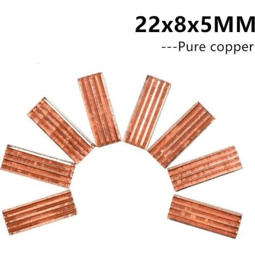 8PCS A Set 22x8x5MM Pure Copper Heat Sink Chip Cooling Cooler Heatsink For Ram Memory