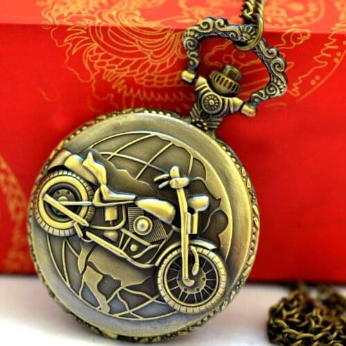 8065Large classical earth motorcycle pocket watch nostalgic classic motorcycle locomotive pocket watch