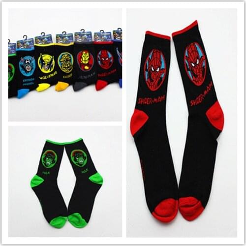 Anime Funny hero sock Cosplay Superhero Cotton cartoon personality tube socks trend stockings comics socks prop