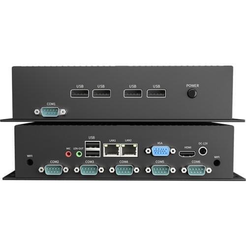 Fanless Mini PC Core i3 3217U i5 3317U Windows 10 Rugged ITX Case Industrial Computer 2 LAN HDMI 6 COM RS232 Embedded J1900