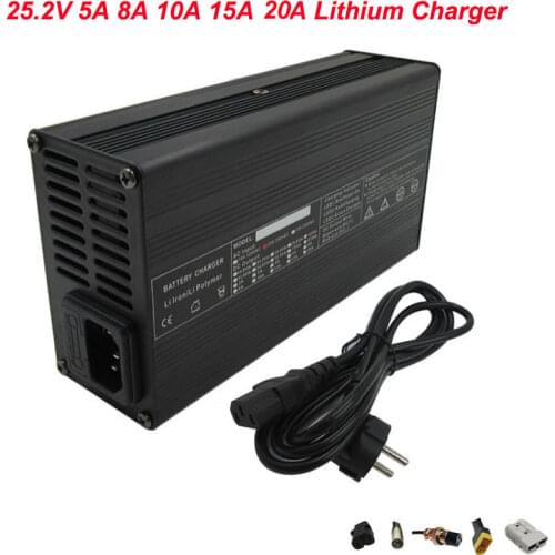 25.2V 5A 8A 10A 15A 18A Fast Charger 6S 24V 21.6V 22.2V Lithium li-ion Electric Bike Scooter Battery Charger 110V / 220V Input