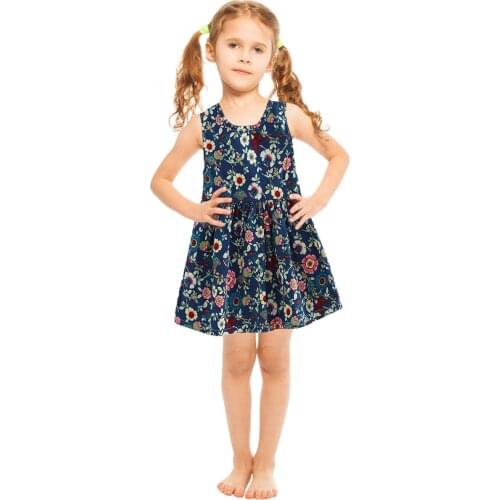 Baby Girl Dress Kids Children Girls Summer Flowers Print Sundress Sleeveless Princess Dress Dresses Girls From 2 To 7 Years