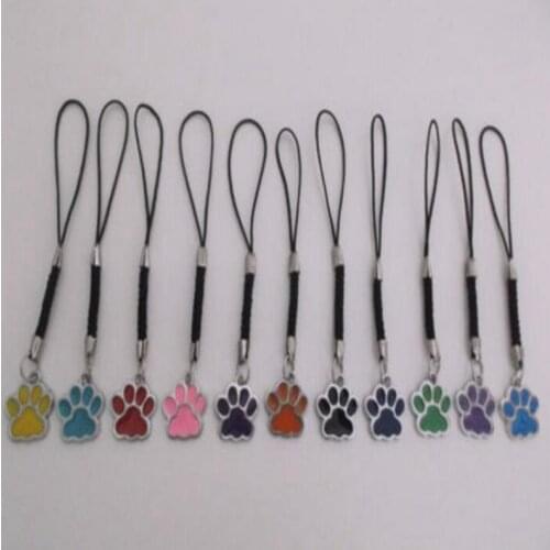 Enamel Cat Dog/Bear Paw Prints Footprints Rotating Charms Dangle Pendant For Vintage Silver Bag Cord Phone Key Ring Mixed 50 PCS