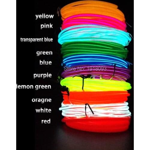 DC-3V Batteries Drive 4Meter 5.0mm 10 Colors Select Flexible EL Wire Rope Tube Neon Cold Light LED Strip For DIY Design