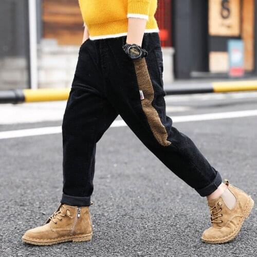 INS HOT Baby boys trousers 3-13 years old pocket Corduroy pants sports and leisure cargo pants Korean velvet autumn and winter