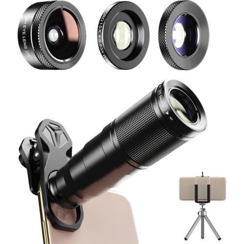 Cell Phone Camera 22x Metal Telephoto Fisheye Wide Angle Universal External Phone Lens For Most Smart Phones Photography
